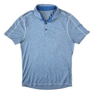 Lululemon Mens Performance Polo Shirt Heathered Blue Short Sleeve M Athleisure